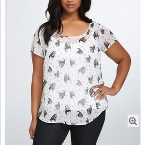 Torrid - SKULL & STAR DROP BACK BLOUSE - sheer